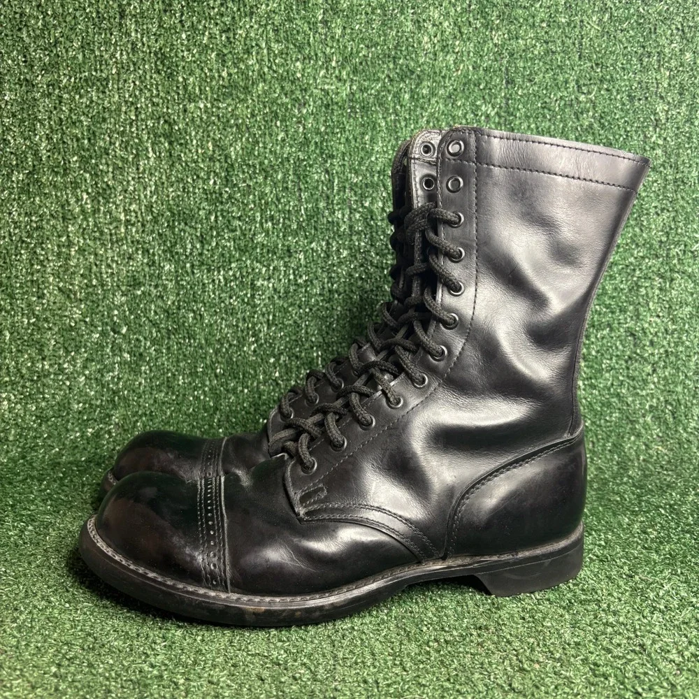 Double H Jump Boots Leather Cap Toe Military Goth Combat Boots Black Mens 10 E